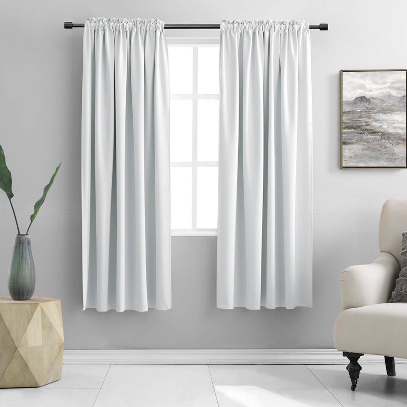DONREN Greyish White Room Darkening Window Curtain Panels - Off White Thermal Insulated Rod Pocket Curtains for Bathroom (42 Width x 63 Length,2 Panels) - Image 1